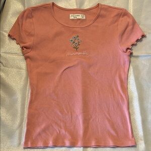 Abercrombie & Fitch Dusty Rose Embroidered Tee